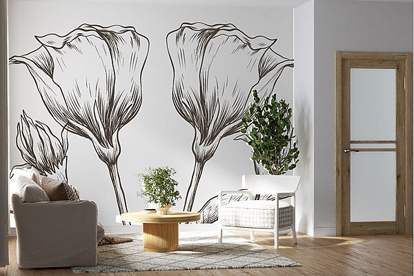 Disegno di fiori su sfondo bianco Disegno di fiori su sfondo bianco