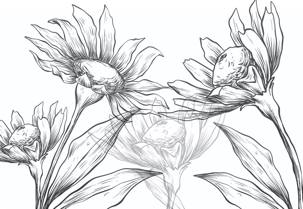Disegno di fiori con foglie Disegno di fiori con foglie