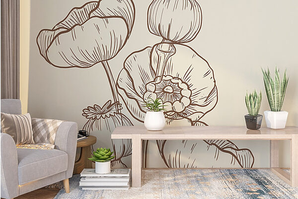 Drawing of flowers on a white background Drawing of flowers on a white background