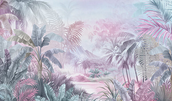 Pittura di una foresta con palme Pittura di una foresta con palme