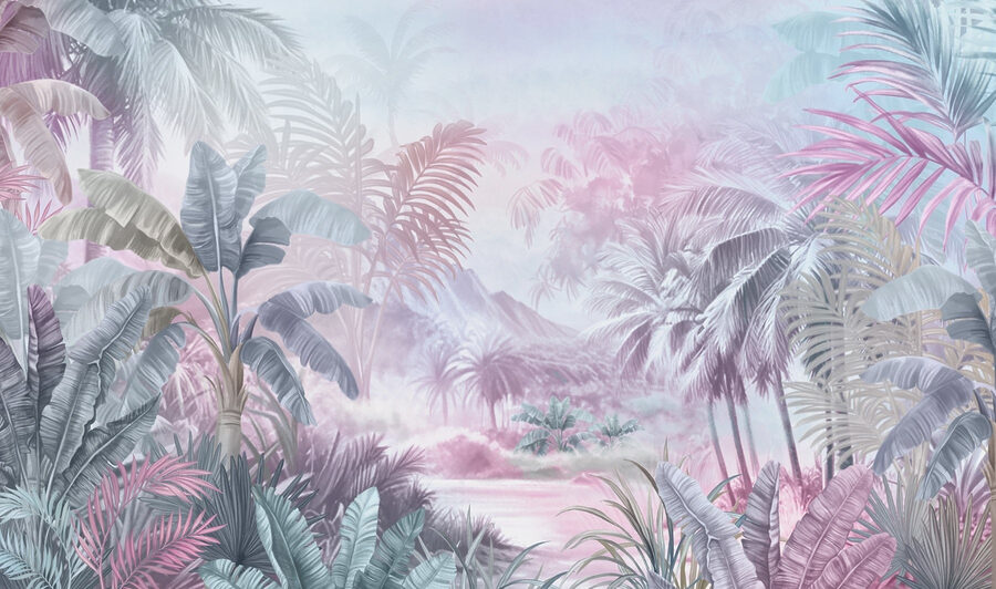 Pittura di una foresta con palme Pittura di una foresta con palme