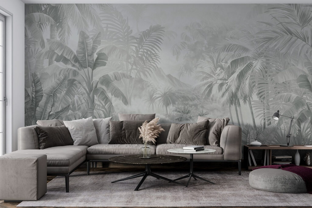 Greyscale image of a tropical forest