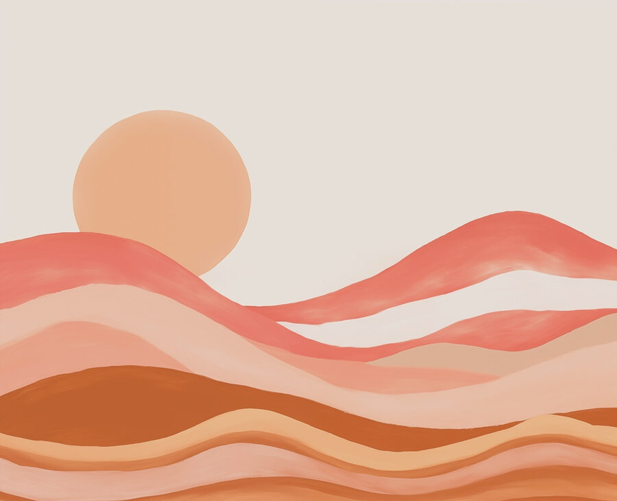 Pittura di un deserto con sole Pittura di un deserto con sole