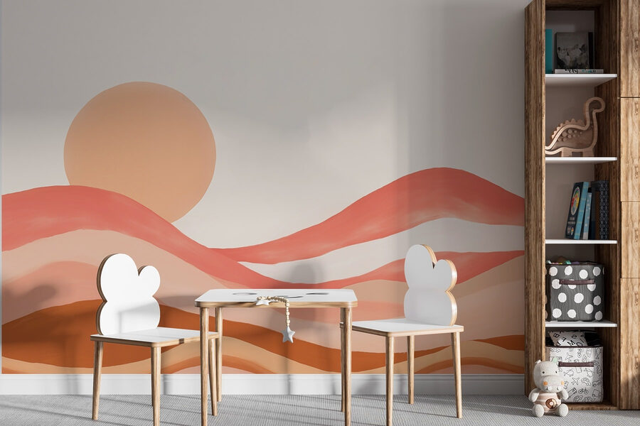 Pittura di un deserto con sole Pittura di un deserto con sole