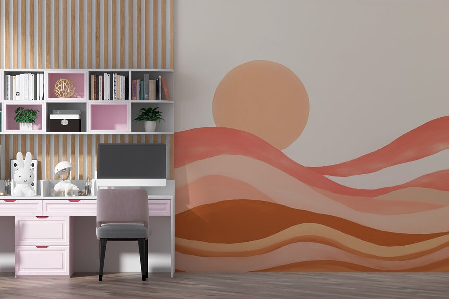 Pittura di un deserto con sole Pittura di un deserto con sole