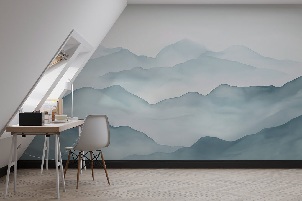 Foggy mountain range