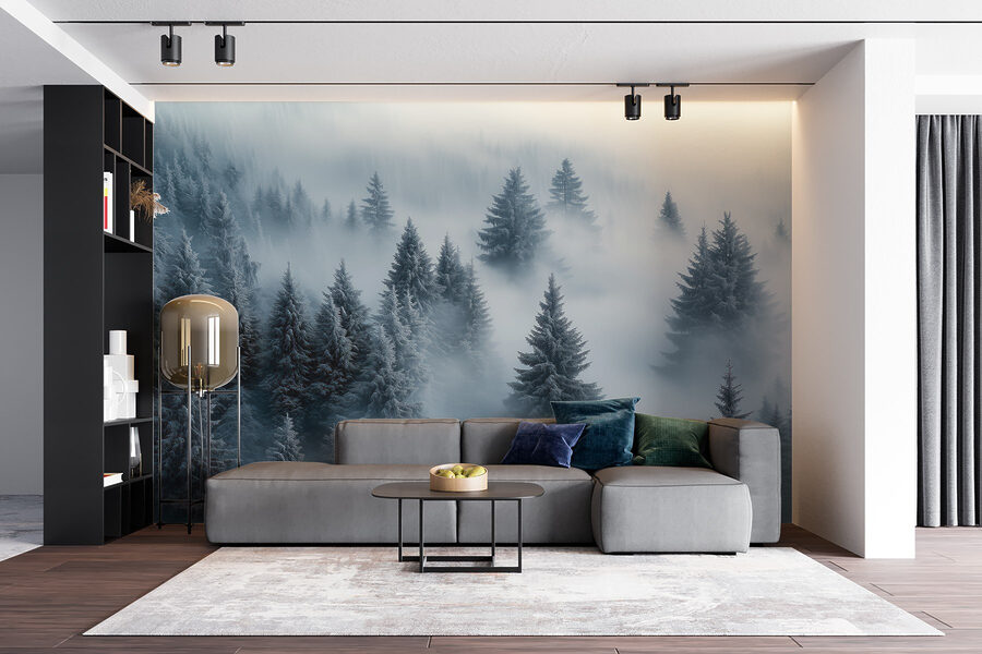 Gruppo di alberi coperti di neve
