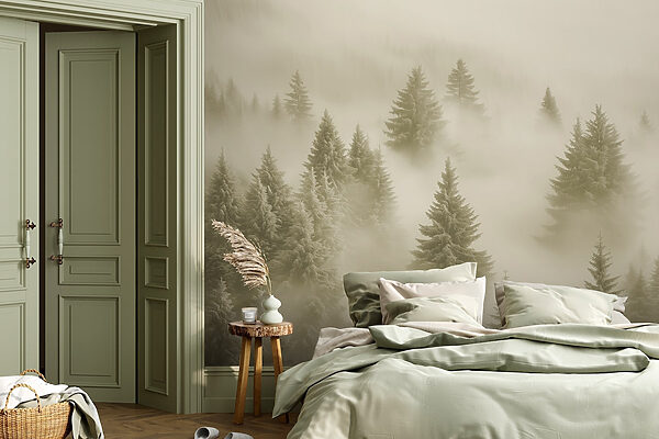 Gruppo di alberi nella nebbia Gruppo di alberi nella nebbia