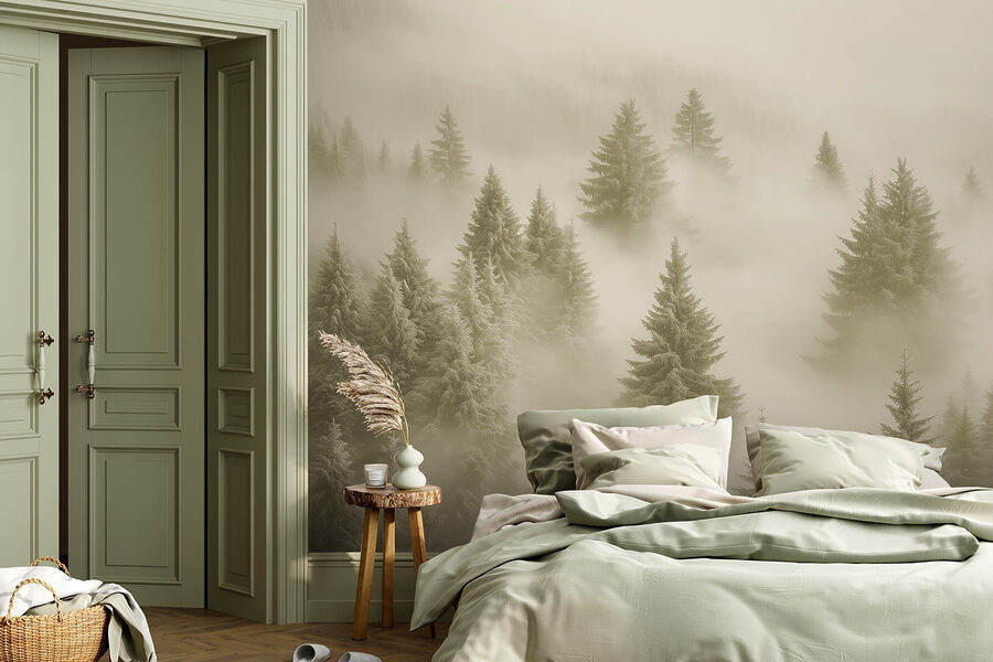 Gruppo di alberi nella nebbia Gruppo di alberi nella nebbia