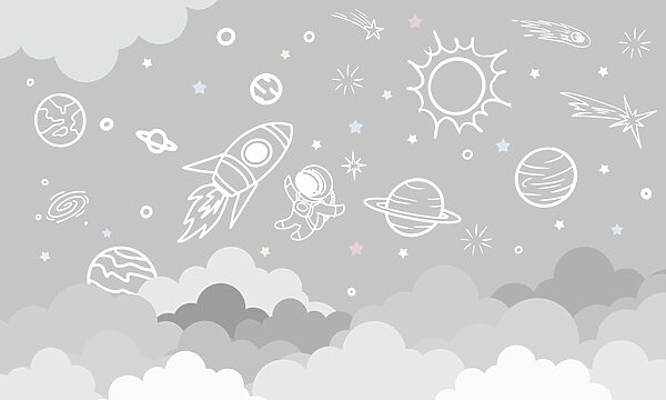 Scena spaziale con nuvole e stelle Scena spaziale con nuvole e stelle