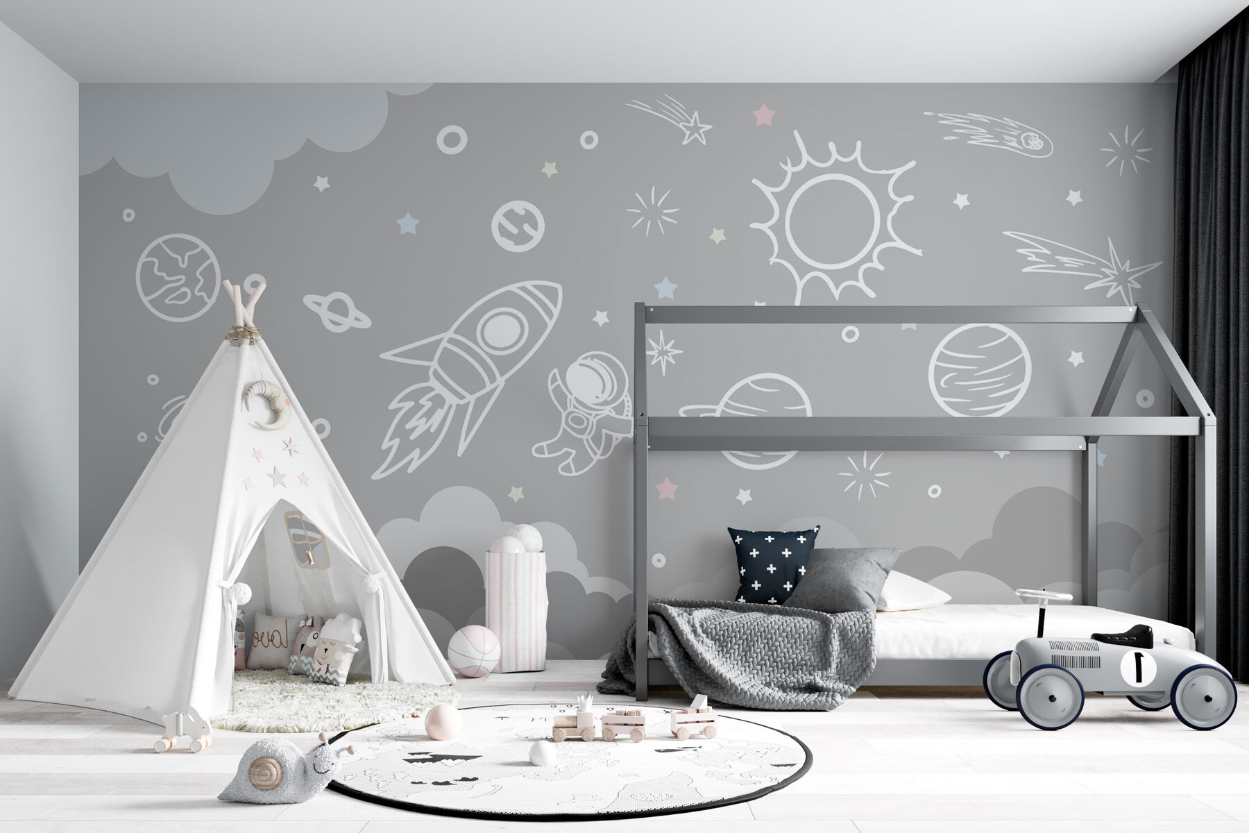 Space scene with clouds and stars Space scene with clouds and stars