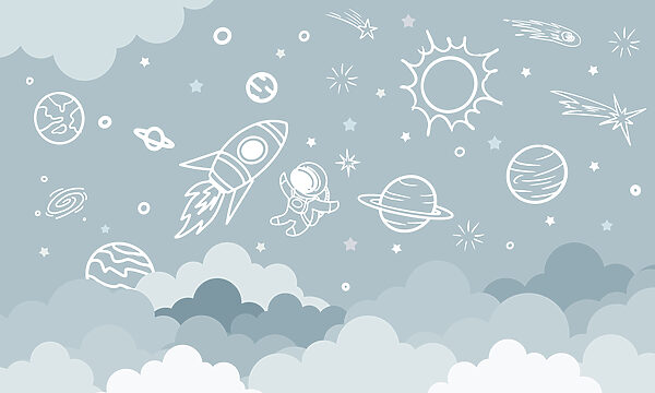 Scena spaziale con nuvole e stelle Scena spaziale con nuvole e stelle