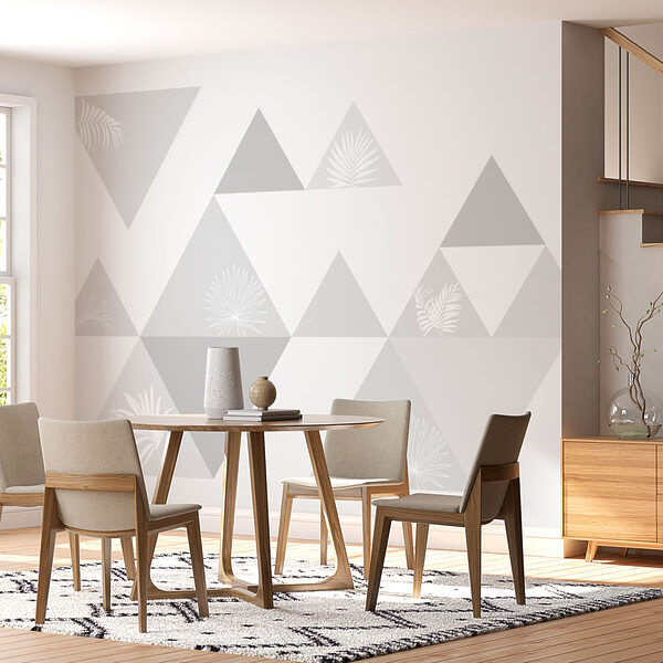 Triangoli bianchi e grigi con un disegno di foglie Triangoli bianchi e grigi con un disegno di foglie