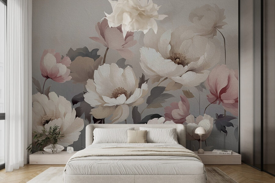 Pittura di fiori su una parete Pittura di fiori su una parete