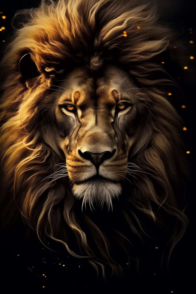 Lion with long mane