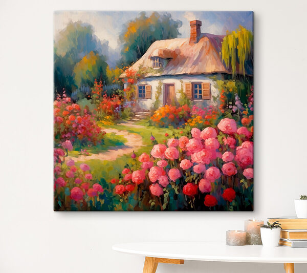 Quadri Dipinto raffigurante una casa con dei fiori (COD: s41491) Quadri Quadri Dipinto raffigurante una casa con dei fiori (COD: s41491)