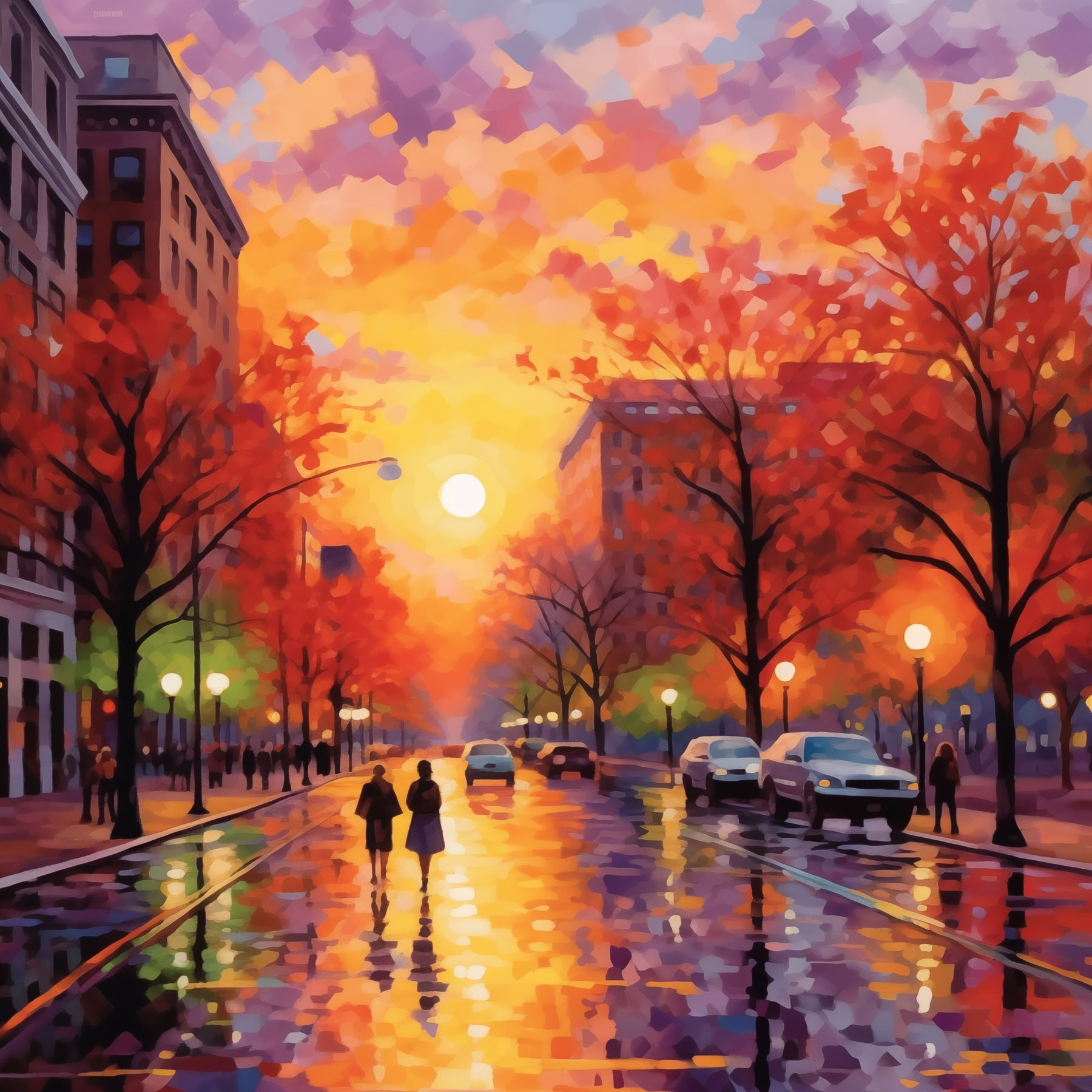 Street with cars and trees on it