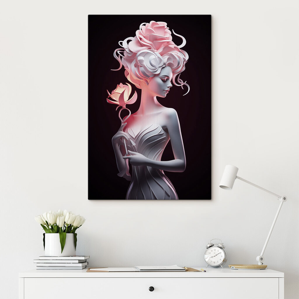 Statue of a woman holding a rose