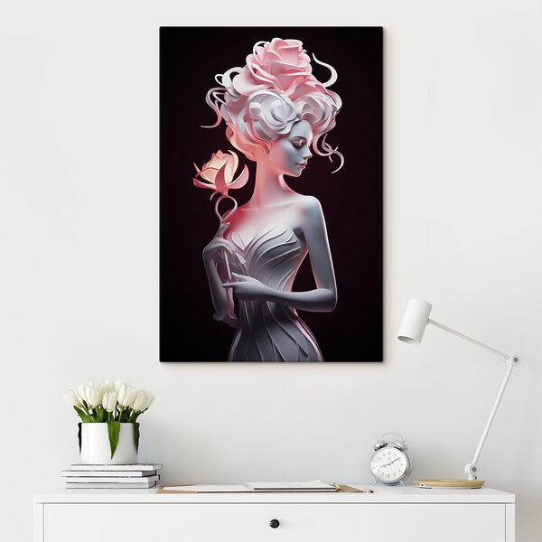 Statue of a woman holding a rose