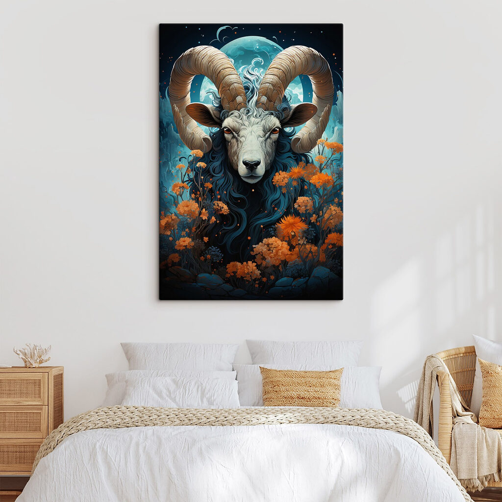 Painting of a ram with horns