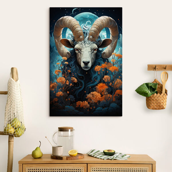 Painting of a ram with horns