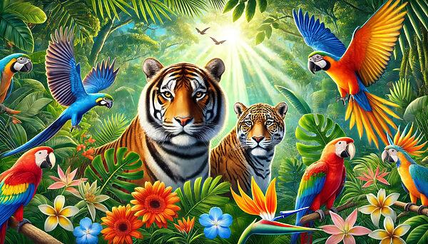 Gruppo di animali nella giungla Gruppo di animali nella giungla