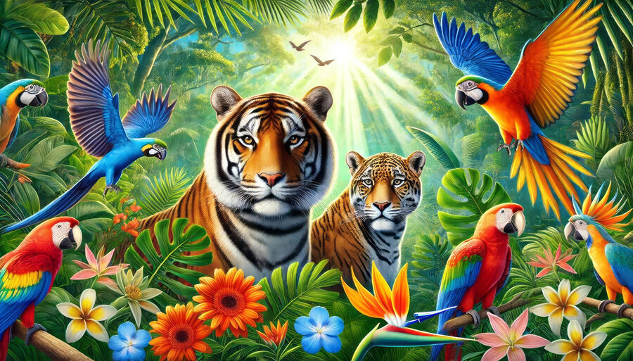 Gruppo di animali nella giungla