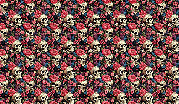 Motivo di teschi e fiori Motivo di teschi e fiori