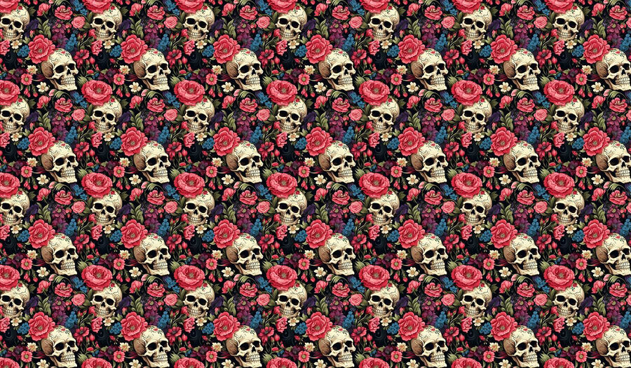 Motivo di teschi e fiori Motivo di teschi e fiori