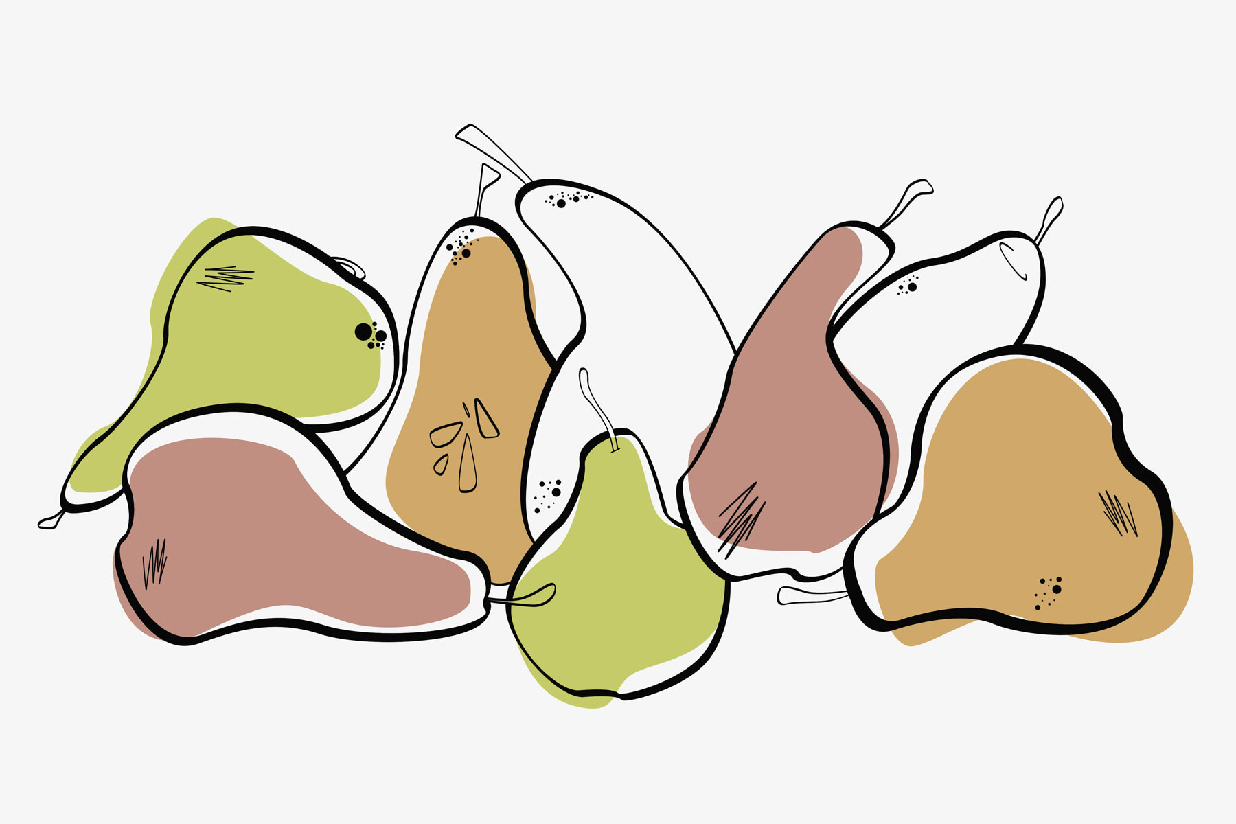 Group of pears with black lines Group of pears with black lines