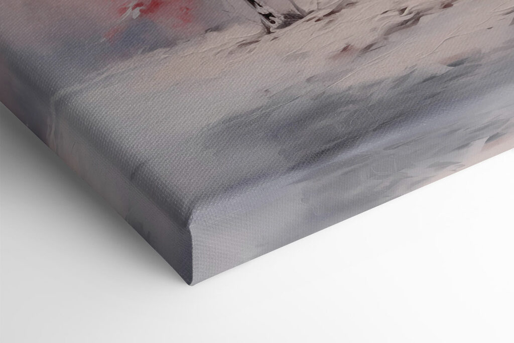 Painting of trees covered in snow