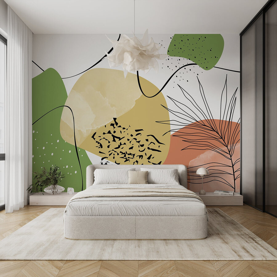 Arte colorata con forme nere e verdi
