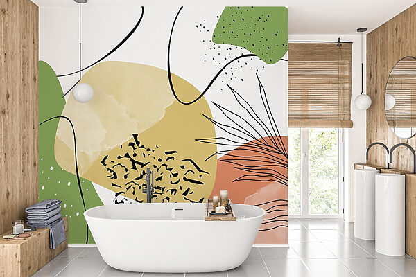 Arte colorata con forme nere e verdi Arte colorata con forme nere e verdi