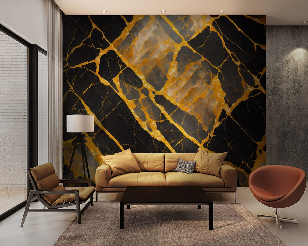 Elegant black and amber marble pattern
