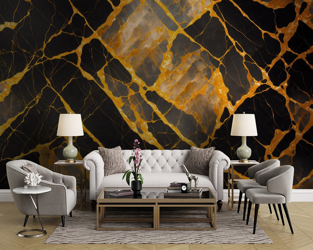 Elegant black and amber marble pattern