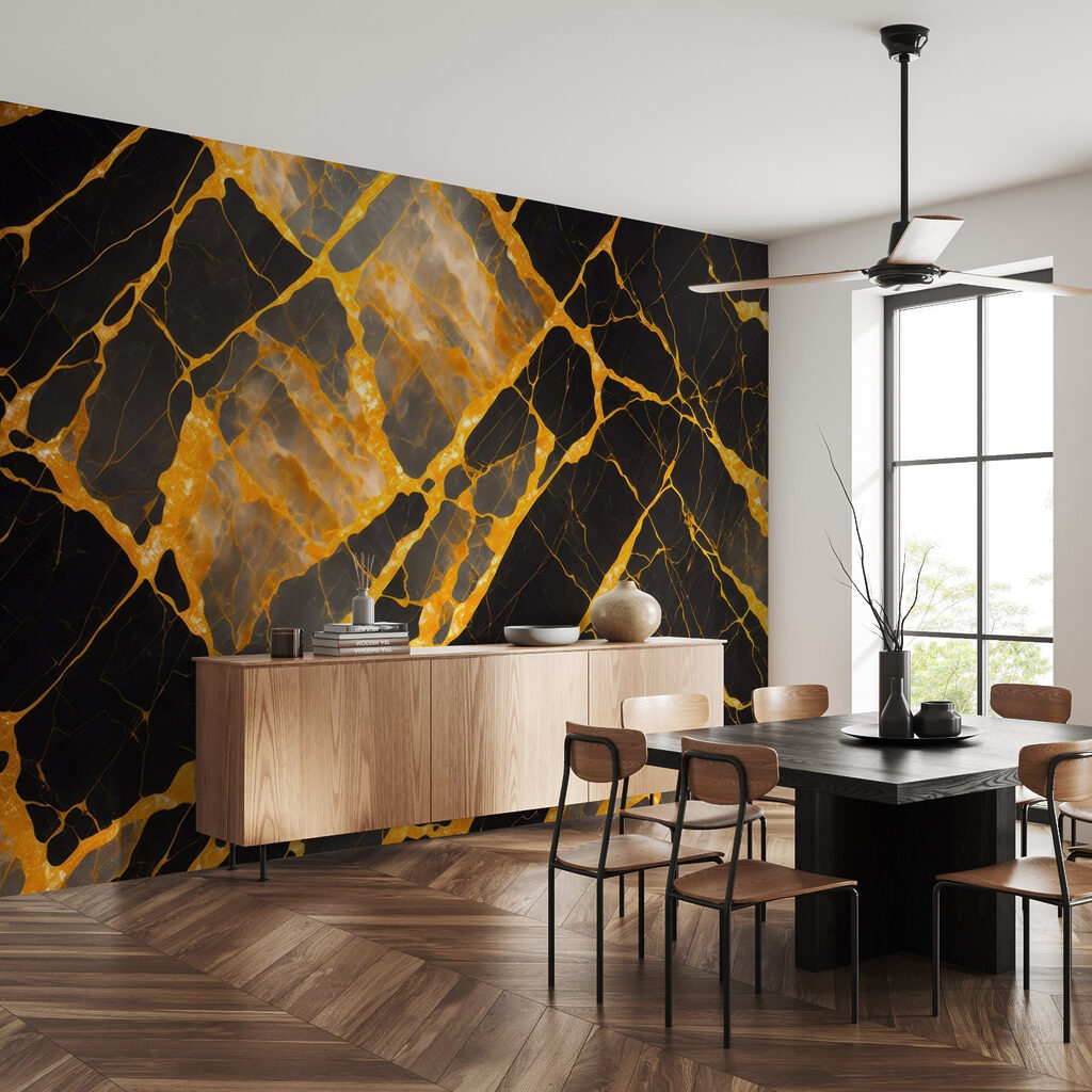 Elegant black and amber marble pattern