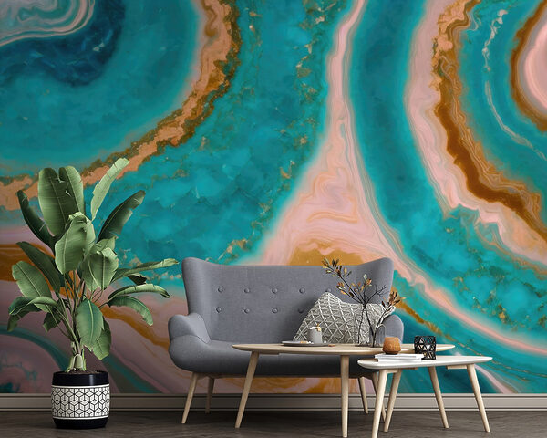 Superficie marmorizzata blu e arancione Superficie marmorizzata blu e arancione