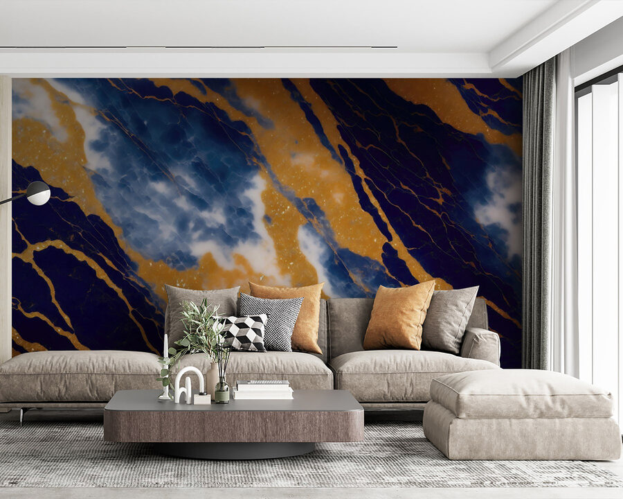 Bellissimi motivi blu e arancioni.