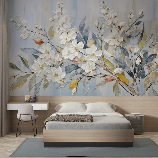 Pittura di fiori e foglie bianche Pittura di fiori e foglie bianche