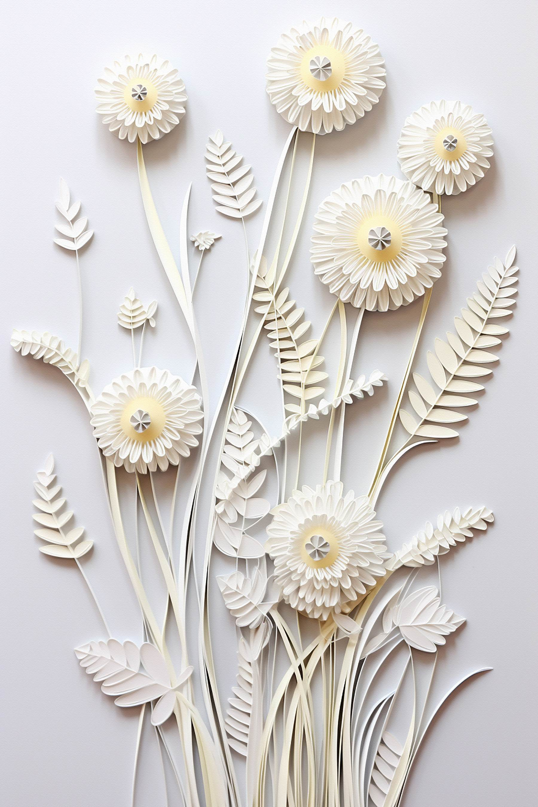 White paper cutout flowers
