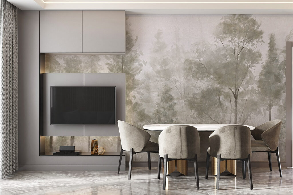 Group of trees in fog