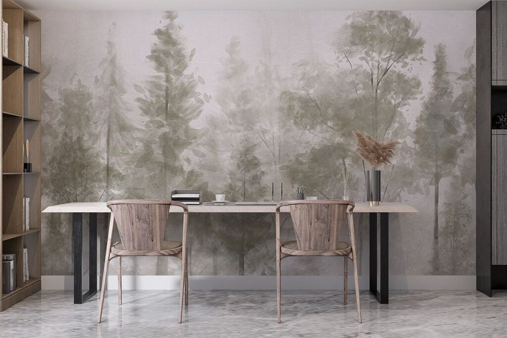 Group of trees in fog