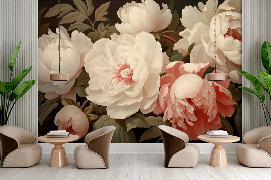 Gruppo di fiori bianchi e rosa
