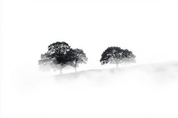 Gruppo di alberi nella nebbia Gruppo di alberi nella nebbia