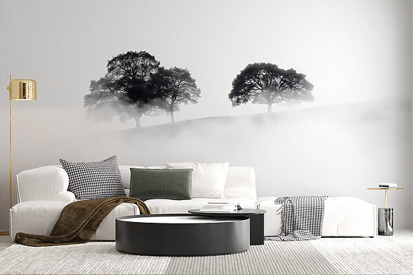 Gruppo di alberi nella nebbia Gruppo di alberi nella nebbia