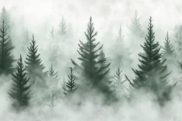 Gruppo di alberi nella nebbia Gruppo di alberi nella nebbia
