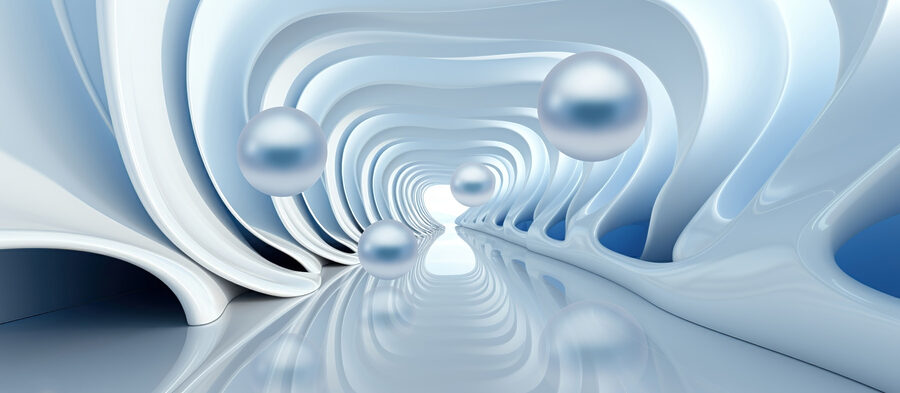Le forme fluide e le sfere fluttuanti abbondano.
