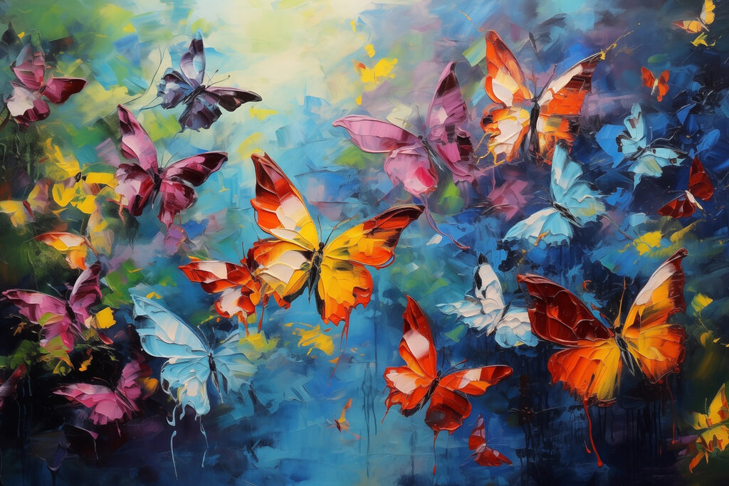Painting of butterflies flying Painting of butterflies flying