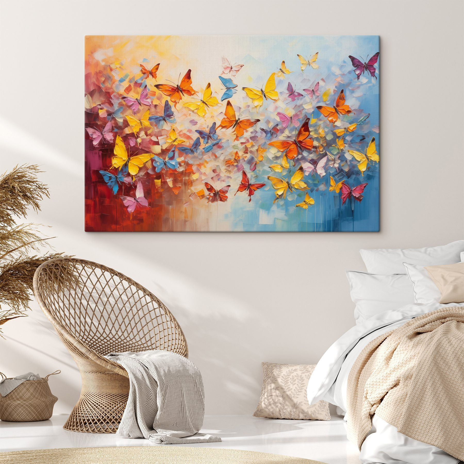 Group of butterflies flying in the air