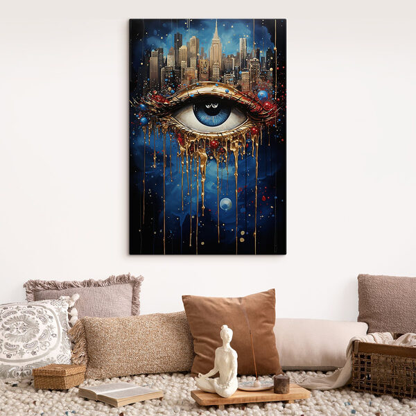 Quadri Occhio misterioso con il riflesso della città (COD: s41562) Quadri Quadri Occhio misterioso con il riflesso della città (COD: s41562)
